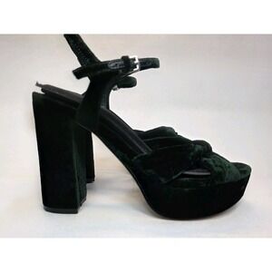 Women's Size 6 Marc Fisher Green Velvet Deren High Block Heel Platform Sandals
